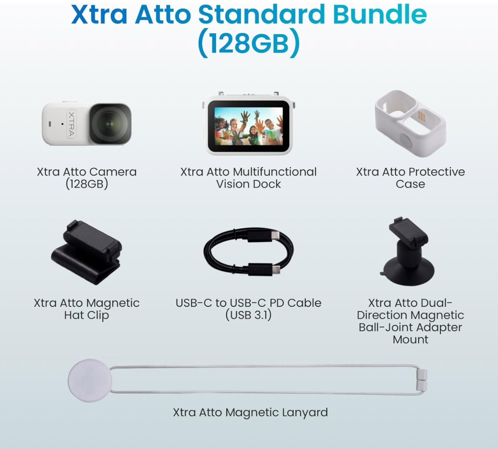 Xtra Atto Wearable 4K Action Camera (128GB) Buil in Stabilization - New Sealed