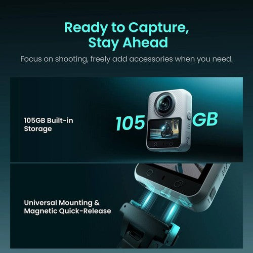 Xtra Sphra360 Action Camera,8K Panoramic Video,Waterproof,105GB Built-in Storage
