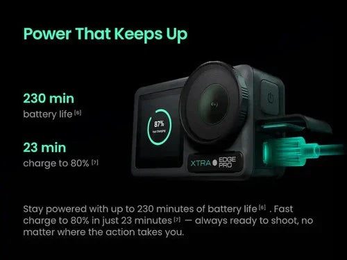 Xtra Edge Pro Action Camera,4K Vlogging Camera Waterproof,Night View,1/1.3''Sens